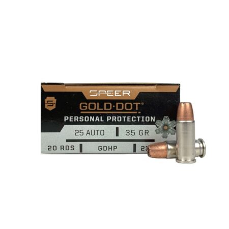 an image of the product Speer Gold Dot Personal Protection .25 Auto 35 Gr. Gold Dot Jacketed Hollow Point- Box of 20 - 23602GD