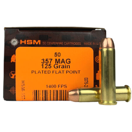 an image of the product HSM .357 Magnum 125 Gr. Plated Flat Point- Box of 50 - 357-21R-N