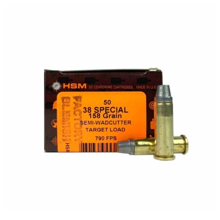 an image of the product HSM Factory Blemish .38 Special 158 Gr. Soft Lead Semi-Wadcutter- Box of 50 - 38-2-N-FB