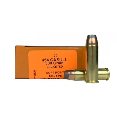 an image of the product HSM Pro Pistol Hunter .454 Casull 300 Gr. Sierra Jacketed Soft Point- Box of 20 - 454C-5-N-20