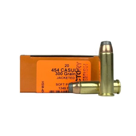 an image of the product HSM Factory Blemish Pro Pistol Hunter .454 Casull 300 Gr. Sierra Jacketed Soft Point- Box of 20 - 454C-5-N-20-FB