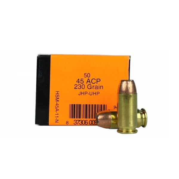 an image of the product HSM .45 ACP 230 Gr. Speer UniCor Jacketed Hollow Point- Box of 50 - 45A-11-N