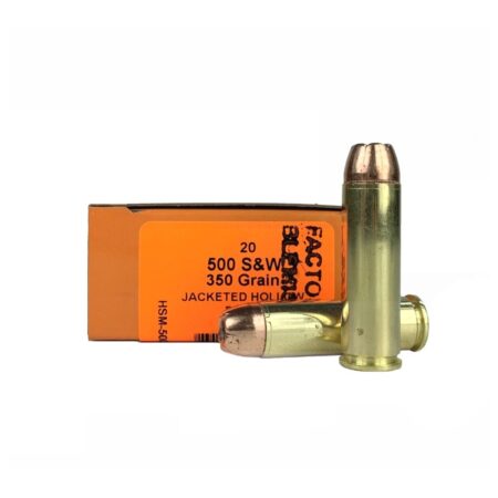 an image of the product HSM Factory Blemish .500 S&W Magnum 350 Gr. Jacketed Hollow Point- Box of 20 - 500SW-1-N-FB