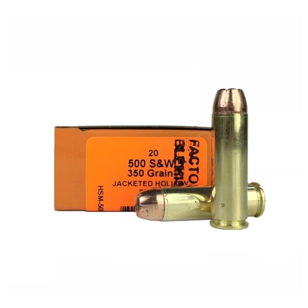 an image of the product HSM Factory Blemish .500 S&W Magnum 350 Gr. Jacketed Hollow Point- Box of 20 - 500SW-1-N-FB