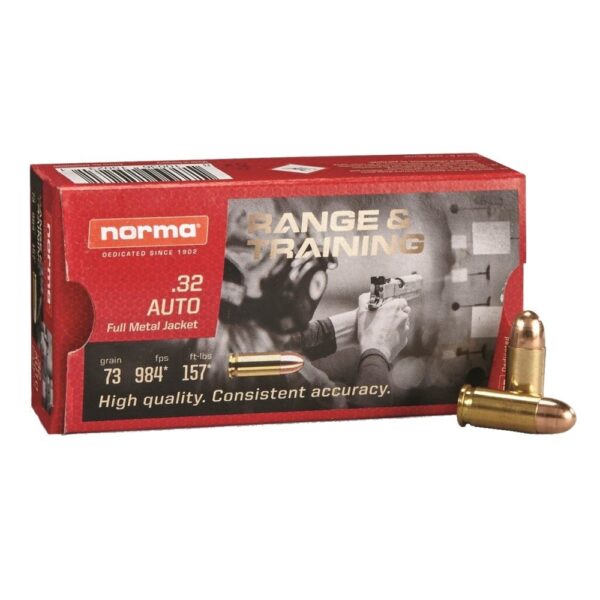 an image of the product Norma Range & Training .32 ACP 73 Gr. Full Metal Jacket- Box of 50 - 620040050