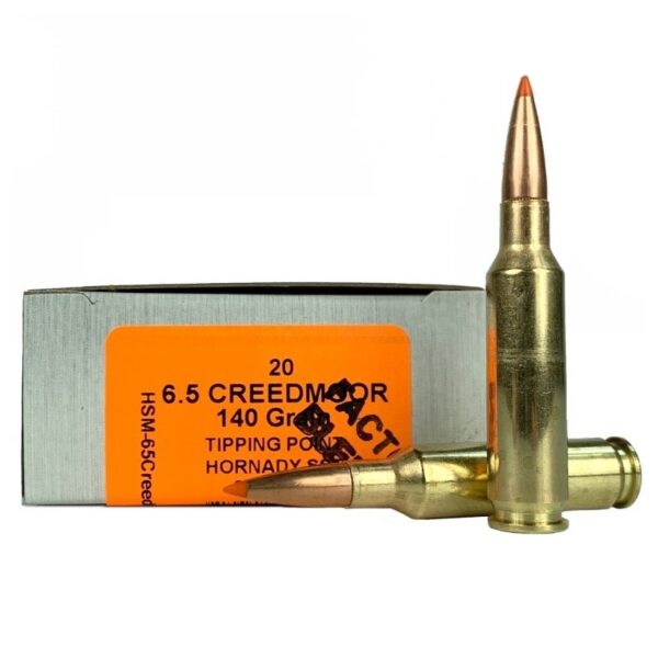 an image of the product HSM Tipping Point 2 Factory Blemish 6.5 Creedmoor 140 Gr. Hornady SST Polymer Tip- Box of 20