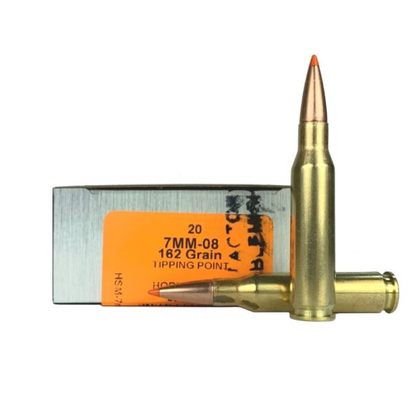 an image of the product HSM Factory Blemish Tipping Point 7mm-08 Remington 162 Gr. Hornady SST Polymer Tip- Box of 20 - 7MM08-12-N-FB