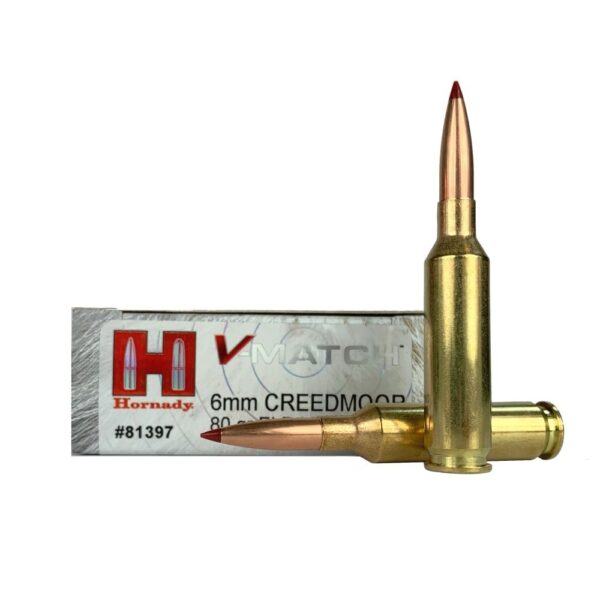 an image of the product Hornady V-Match 6mm Creedmoor 80 Gr. ELD-VT Polymer Tipped- Box of 20 - 81397