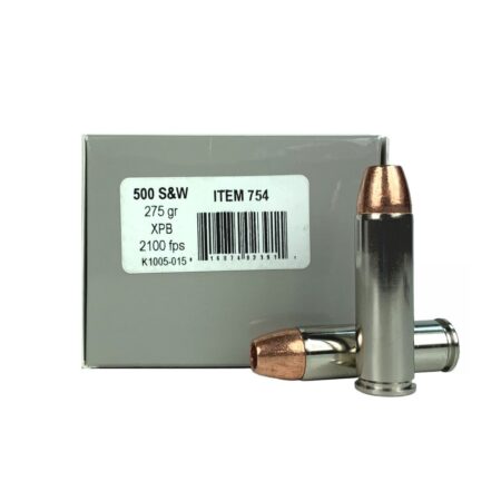 an image of the product Underwood .500 S&W Magnum 275 Gr. Solid Copper XPB Hollow Point- Lead Free- Box of 20 - A754