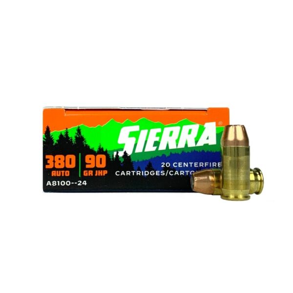 an image of the product Sierra Sports Master .380 Auto 90 Gr. Jacketed Hollow Point- Box of 20 - A8100-24