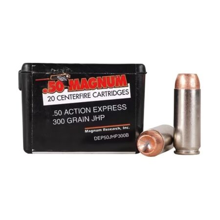 an image of the product Magnum Research .50 Action Express 300 Gr. Jacketed Hollow Point- Box of 20 - DEP50JHP300B