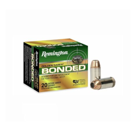 an image of the product Remington Golden Saber .45 ACP 185 Gr. Bonded Brass Jacketed Hollow Point- Box of 20 - GSB45APAB