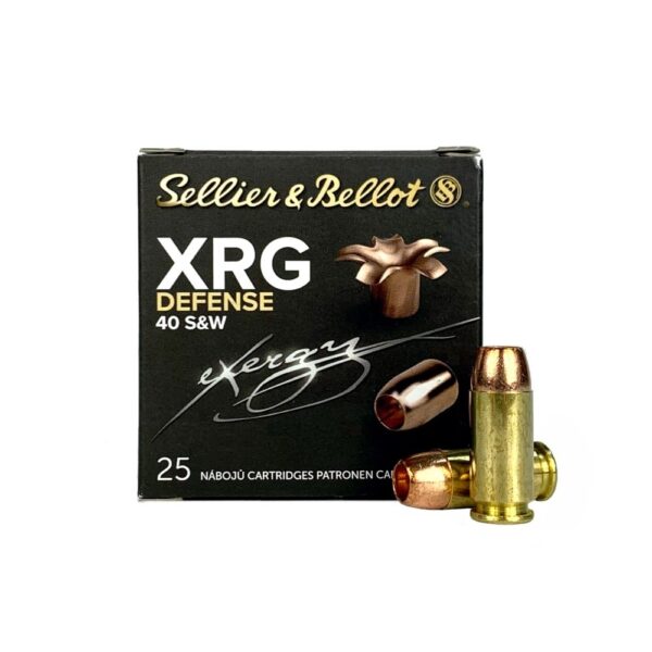 an image of the product Sellier & Bellot XRG Defense .40 S&W 130 Gr. XRG Hollow Point- Lead-Free- Box of 25 - SB40XA