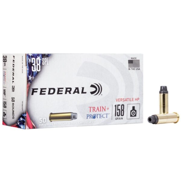 an image of the product Federal Train & Protect .38 Special 158 Gr. Versatile Hollow Point- Box of 50 - TP38VHP1