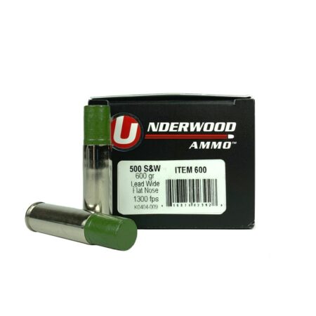 an image of the product Underwood .500 S&W 600 Gr. Polymer Coated Lead Wide Flat Nose- Box of 20 - A600