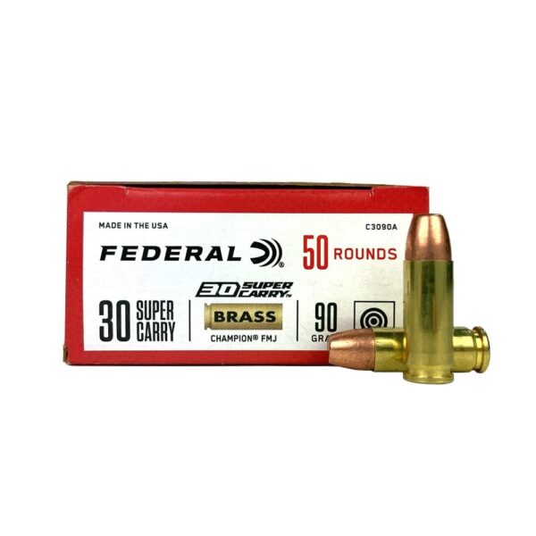 an image of the product Federal Champion .30 Super Carry 90 Gr. Full Metal Jacket- Box of 50 - C3090A