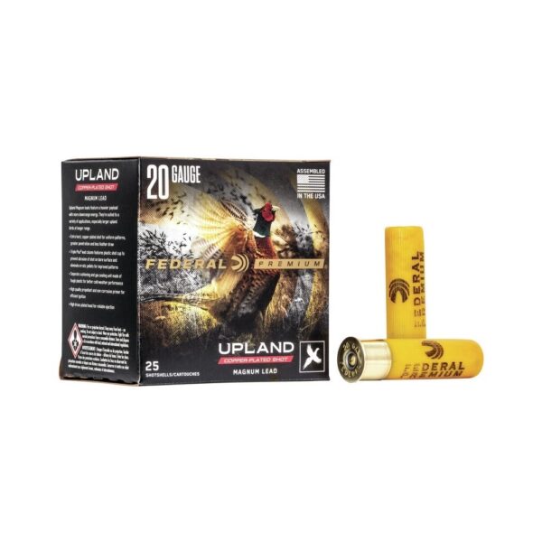 an image of the product Federal Upland Magnum 20 Gauge 3" 1-1/4 oz #6 Copper Plated Shot- Box of 25 - P2586