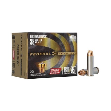 an image of the product Federal Premium Personal Defense .38 Special +P 130 Gr. Hydra-Shok DEEP Jacketed Hollow Point- Box of 20 - P38HSD1