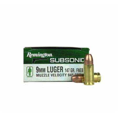 an image of the product Remington Subsonic 9mm Luger 147 Gr. Flat Nose Enclosed Base- Box of 50 - S9MM9