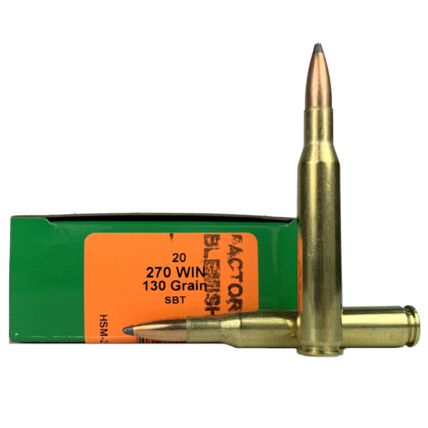 an image of the product HSM Factory Blemish .270 Winchester 130 Gr. Sierra GameKing Soft Point Boat Tail- Box of 20 - 270-12-N-FB