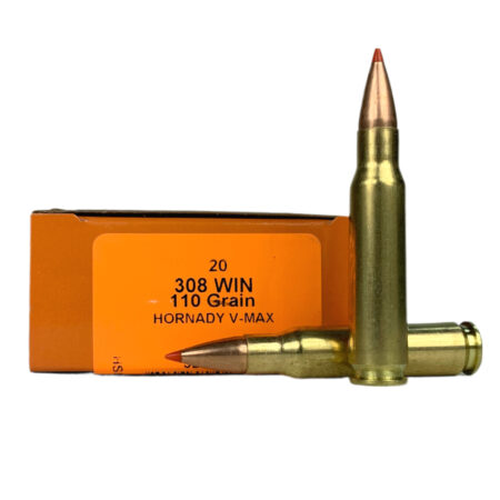 an image of the product HSM .308 Winchester 110 Gr. Hornady V-Max Polymer Tip- Box of 20 - 308-33-N