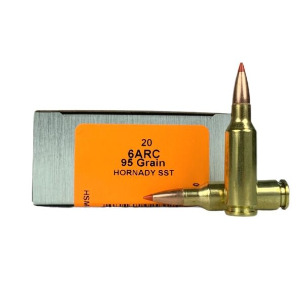 an image of the product HSM Tipping Point 2 6mm ARC 95 Gr. Hornady SST Boat Tail- Box of 20 - 6ARC-2-N