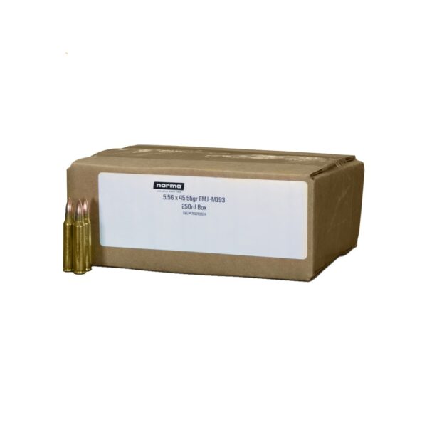 an image of the product Norma 5.56x45mm 55 Gr. M193 Full Metal Jacket-  Box of 250 - 701703514