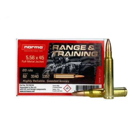 an image of the product Norma Range & Training 5.56x45mm 62 Gr. Full Metal Jacket- Box of 20 - 701706154