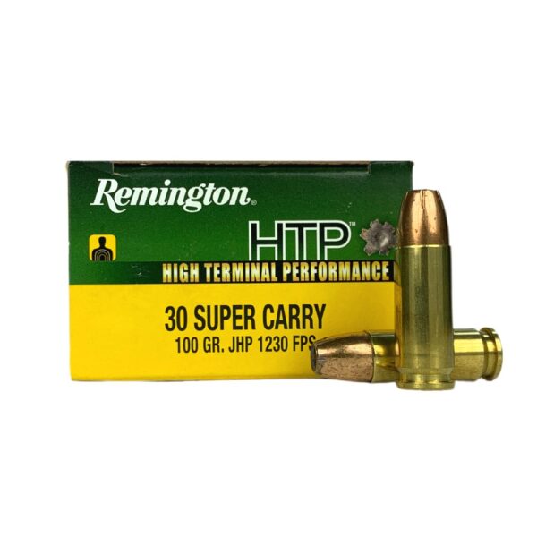 an image of the product Remington HTP .30 Super Carry 100 Gr. Jacketed Hollow Point- Box of 20 - RTP30SC