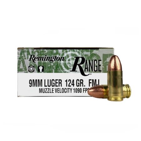 an image of the product Remington Range 9mm Luger 124 Gr. Full Metal Jacket- Box of 50 - T9MM2L