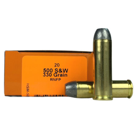 an image of the product HSM .500 S&W Magnum 330 Gr. Lead Round Nose Flat Point- Box of 20 - 500SW-10-N