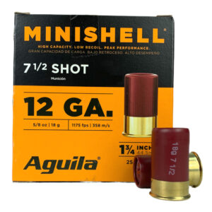 an image of the product Aguila Minishell 12 Gauge 1-3/4" 5/8 oz #7-1/2 Shot- Box of 20 - 1CHB1387