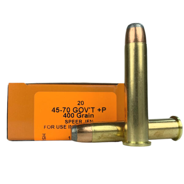 an image of the product HSM .45-70 Government +P 400 Gr. Speer Jacketed Flat Nose- Box of 20 - 45-70-1-N