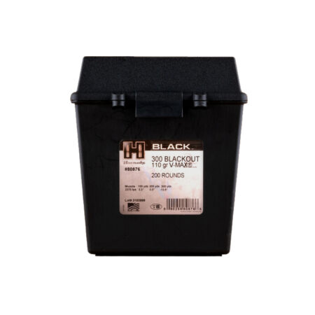 an image of the product Hornady Black .300 AAC Blackout 110 Gr. V-Max- Plastic Ammo Can of 200 - 80876