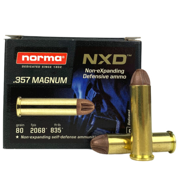 Norma NXD .357 Magnum 80 Gr. Fluted Non-eXpanding Defensive-Lead Free- Box of 20- 611640020